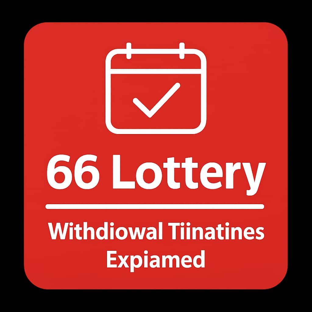 A simple badge representing withdrawal timelines for 66 Lottery with the text '66 Lottery'.