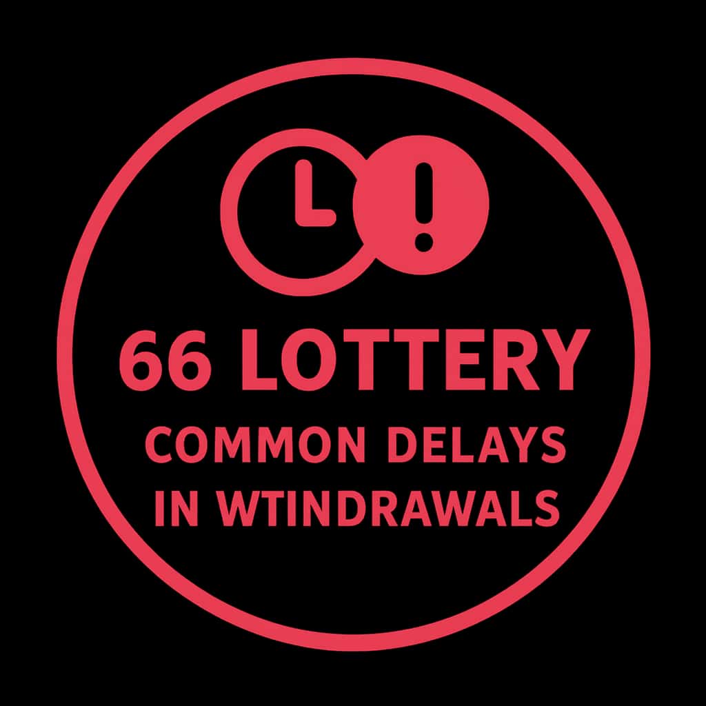 A professional badge representing delays in lottery withdrawals with red accents.