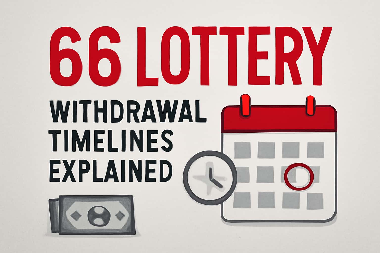 An illustrative image explaining withdrawal timelines for 66 Lottery, featuring the text '66 Lottery'.