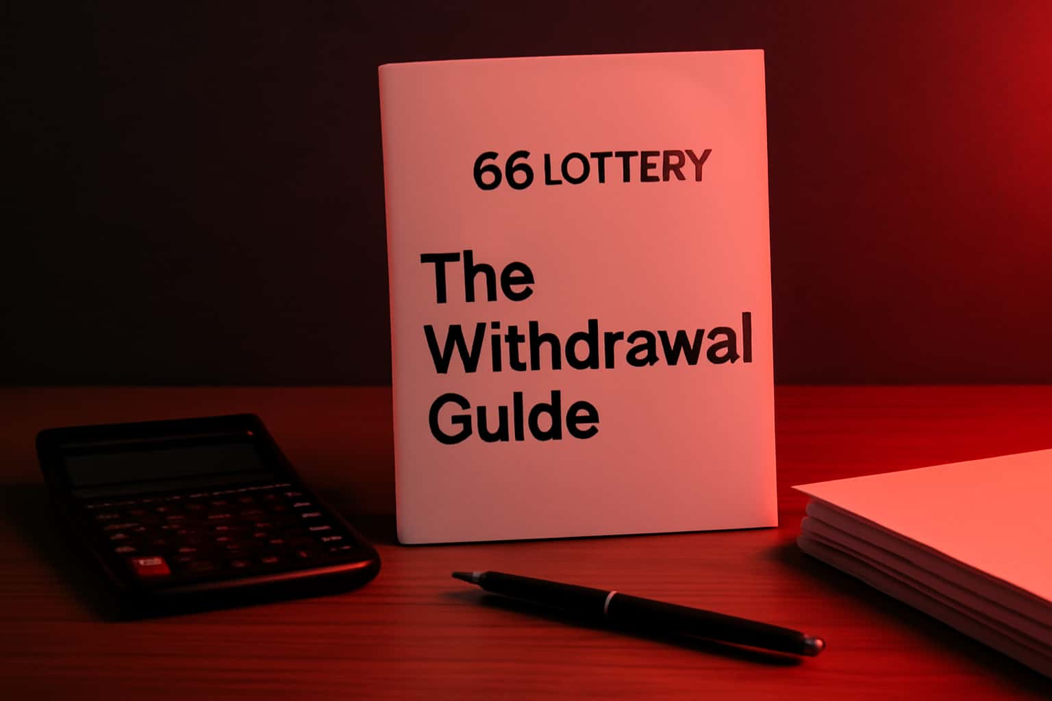 An informative scene illustrating the 66 Lottery Withdrawal Guide with a focus on the text.