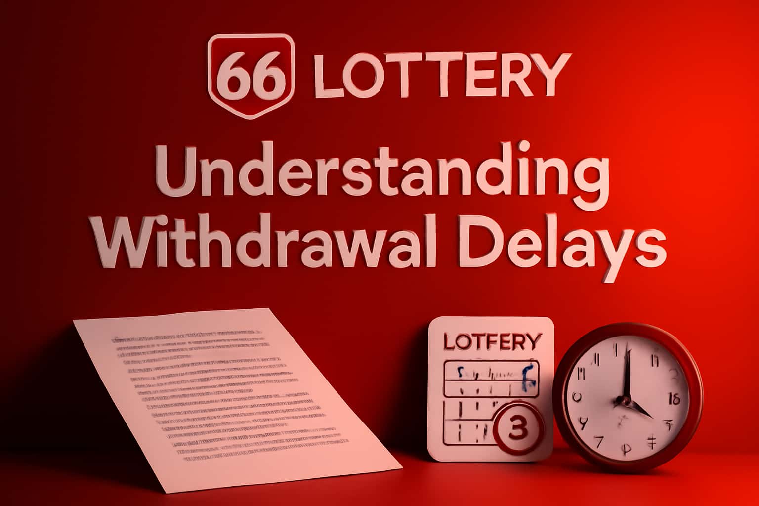 An informational graphic illustrating the process of withdrawal delays in 66 Lottery.